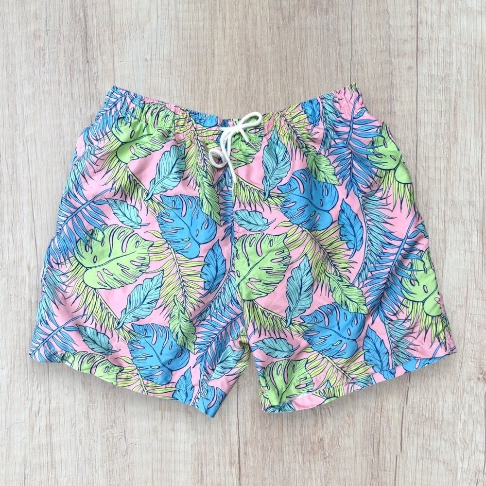 BOARDIES Palmtopia Floral Tropical Palm Leaf Print Preppy Swimsuit Swim Trunk XL